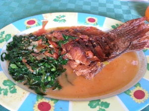 Sukuma (swiss chard) and fish from Lake Victoria